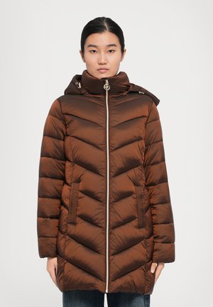 HOODED LONGLINE CHEVRON - Winter coat - caramel