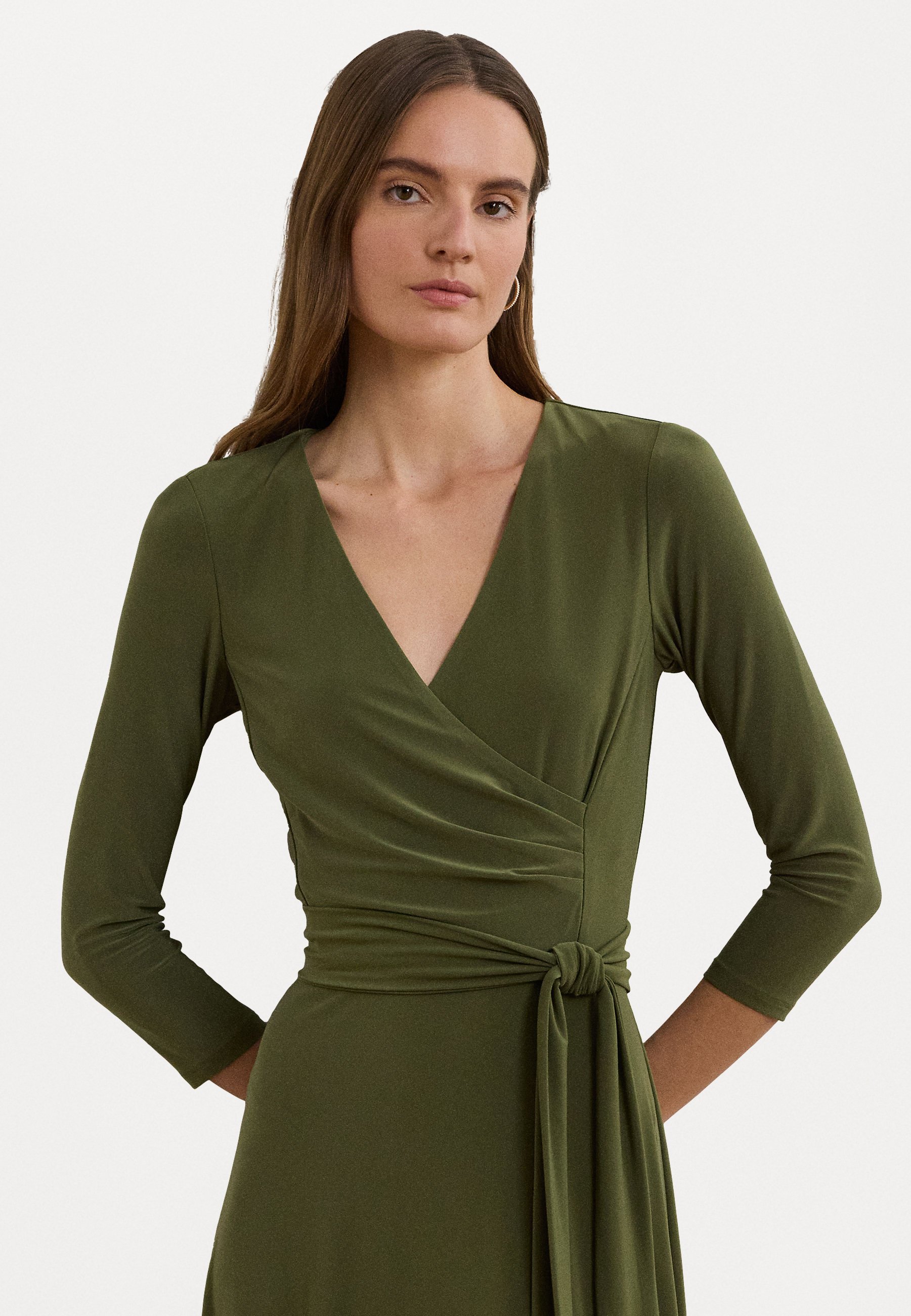 Lauren Ralph Lauren SURPLICE JERSEY DRESS - Jersey dress - olive  grove/olive - Zalando.ie