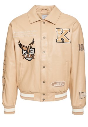 RETRO PATCH COLLEGE JACKET - Keinonahkatakki - sand