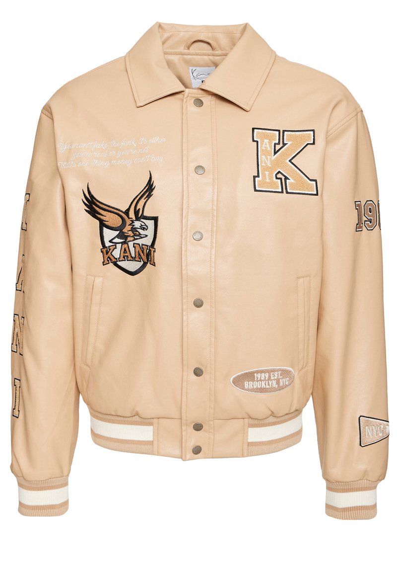 Karl Kani RETRO PATCH COLLEGE JACKET - Faux leather jacket - sand 