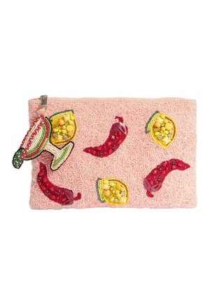 Love & Roses, HAND BEADED POUCH CLUTCH BAG - Clutch - pink spicy marg