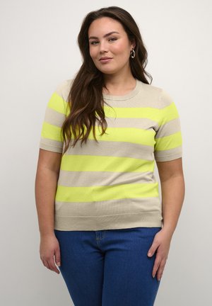 MAJI SHORT SLEEVES  - Print T-shirt - feather gray lime bold stripe