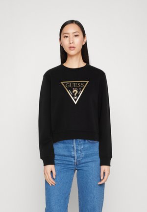 Guess TRIANGLE - Bluză de molton - jet black