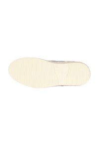 Suola di una scarpa, caratterizzata da una superficie in gomma testurizzata di colore crema con scanalature orizzontali, che offre aderenza e durata.