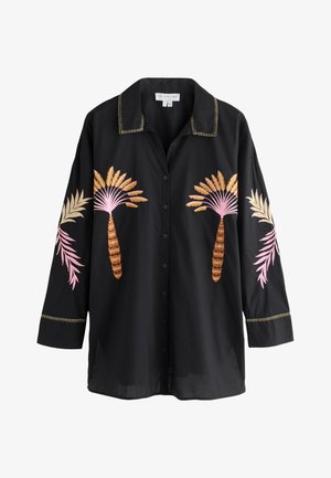Never Fully Dressed, EMBROIDERED - Blúzka so zapínaním na gombíky - black palm