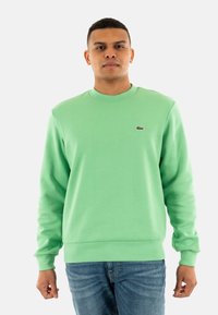 Lichtgroene sweatshirt met lange mouwen en geribde manchetten, voorzien van een klein logo op de borst. Gemaakt van zachte, gestructureerde stof.