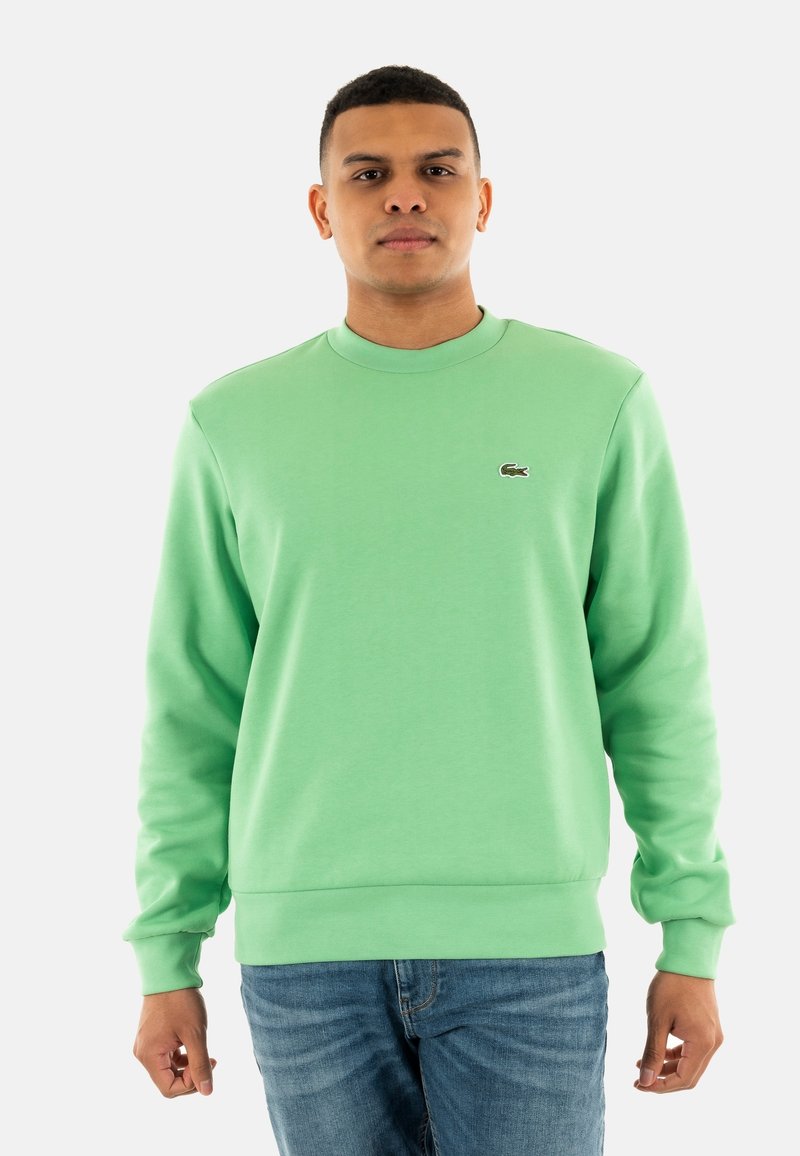 Lichtgroene sweatshirt met lange mouwen en geribde manchetten, voorzien van een klein logo op de borst. Gemaakt van zachte, gestructureerde stof.