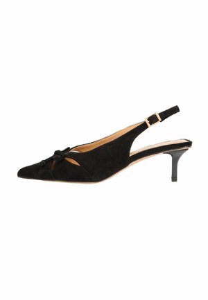 Friends Like These, REGULAR FIT - CUT OUT POINTED TOE BOW DETAIL SLINGBACK OCCASION COURT SHOES  . - Pumps - black faux suede