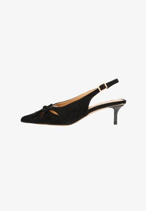 Friends Like These, REGULAR FIT - CUT OUT POINTED TOE BOW DETAIL SLINGBACK OCCASION COURT SHOES . - Pumps - black faux suede