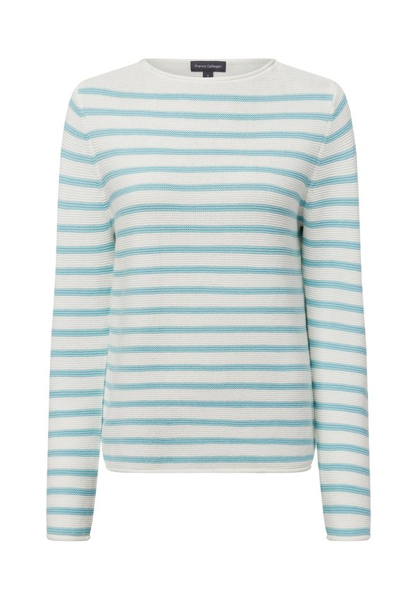 Strickpullover - weiß hellblau