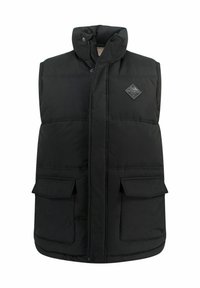 Schwarze gepolsterte Weste mit hohem Kragen, Druckknopfverschlüssen vorne und zwei Brusttaschen. Besitzt ein Diamant-Logopatch auf der linken Seite.