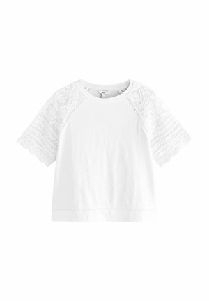 PETITE FIT - CROCHET SHORT SLEEVE  - T-Shirt print - white