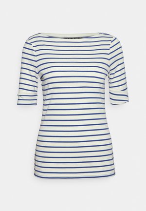 JUDY MID SLEEVE - Print T-shirt - pale cream/soft sapphire