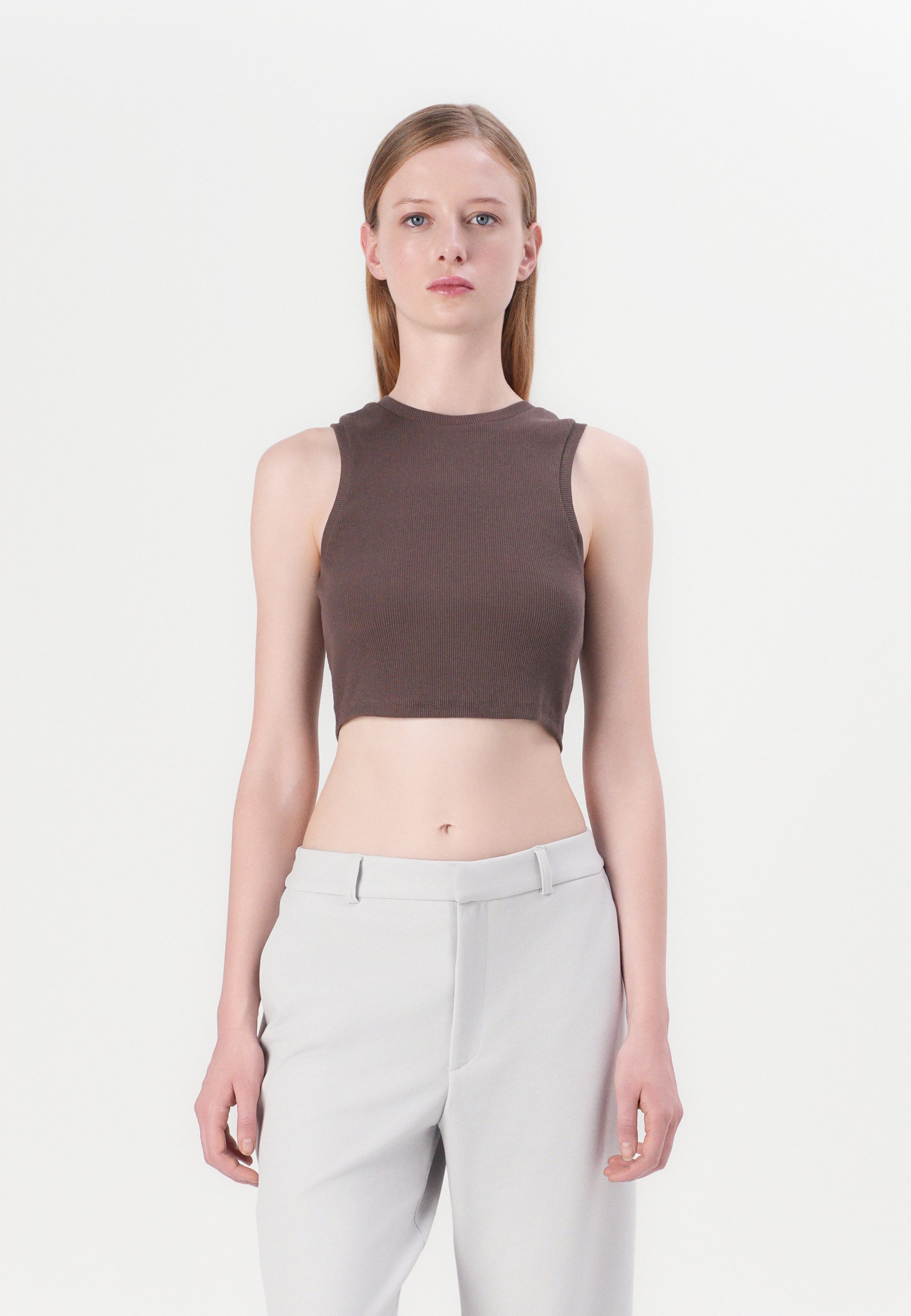 ONLY ONLVILMA CROPPED TANK - Top - double cream/giallo