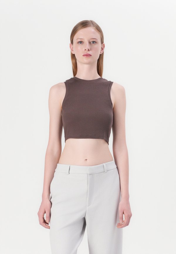 ONLVILMA CROPPED TANK - Top - chocolate martini