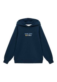 Mornarska kapuljača od mekog materijala, s kengurskim džepom. U središtu nalazi se natpis "BRAWL STARS" s četiri šarena ikone ispod.