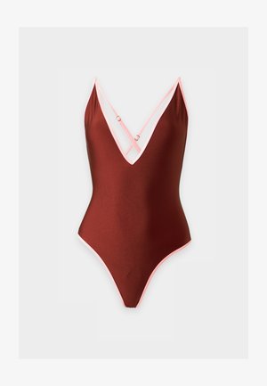MOSCHINO SWIM, CONTRASTING EDGE SHINY - Maillot de bain - fantasia rosso