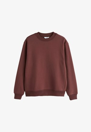 Bordeaux sweatshirt lavet af struktureret bomuldsblanding. Den har en rund halsudskæring og ribbede manchetter og kant med en afslappet pasform.