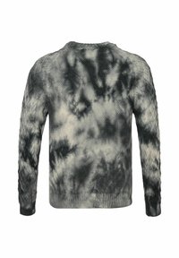 Strickpullover im schwarz-grauen Batikmuster, mit strukturierten Kabelstrickärmeln sowie gerippten Bündchen und Saum.