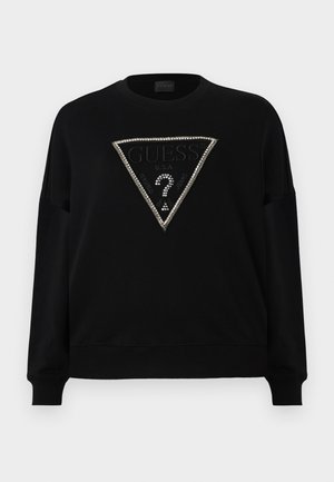 Sort sweatshirt med et trekantet udsmykket logo prydet med rhinsten. Lavet af blødt stof, har den en rund halsudskæring og ribbede manchetter.