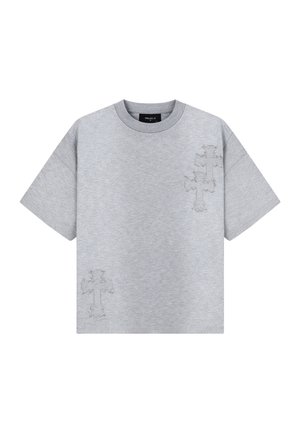 FAVELA, CROSS PATCHES T-SHIRT - T-Shirt print - grey melange sundried
