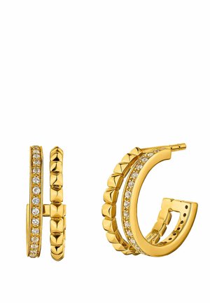 DE ARO DOBLES CON RELIEVE Y TOPACIOS - Pendientes - gold-coloured