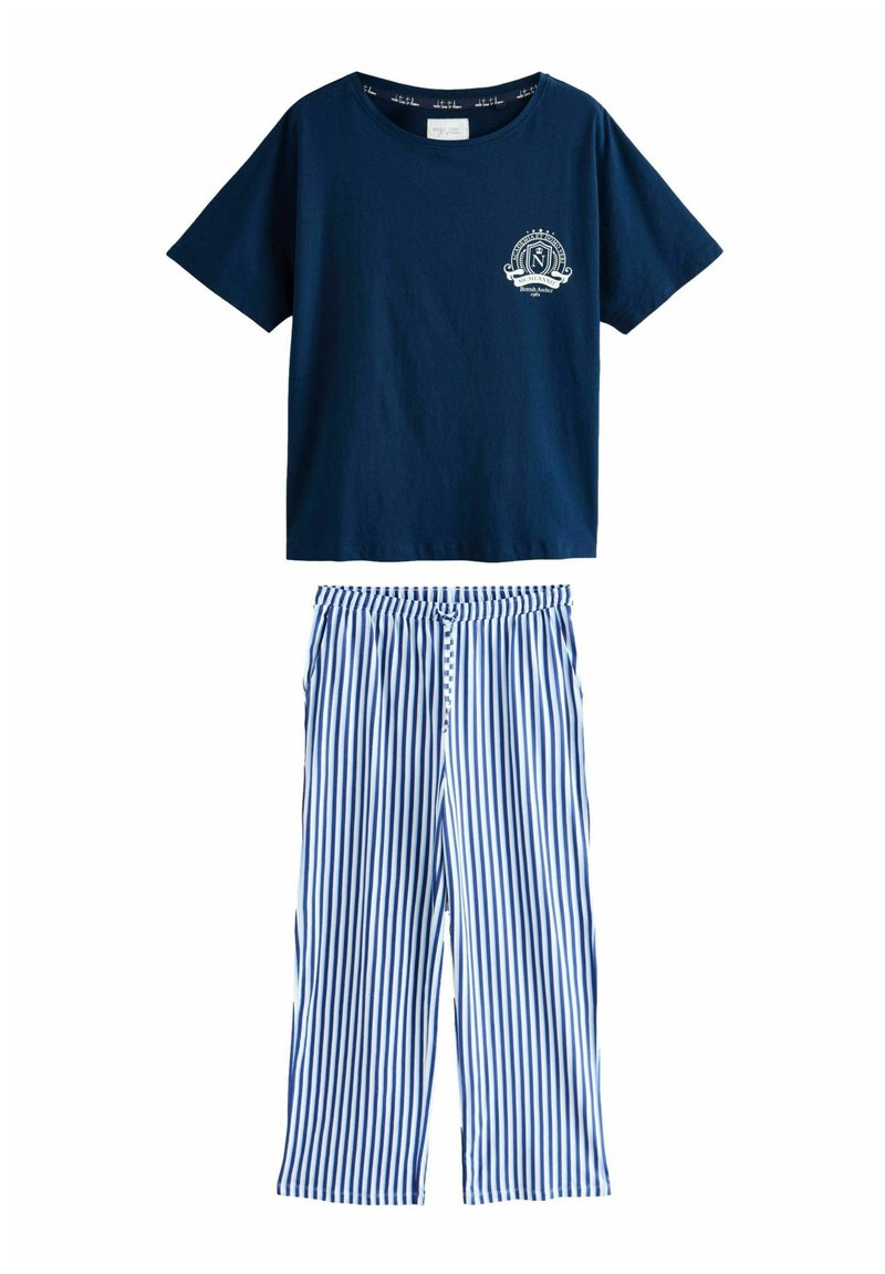 Next REGULAR FIT - SHORT SLEEVE SET - Pyžamová sada - navy blue stripe