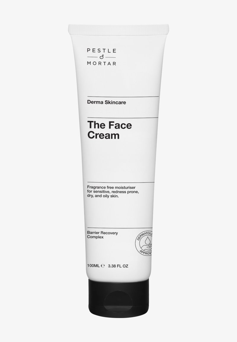 Pestle & Mortar The Face Cream Tube, parfümfreie Feuchtigkeitscreme für empfindliche, zu Rötungen neigende, trockene und fettige Haut, 100 ml mit Barrier Recovery Complex.
