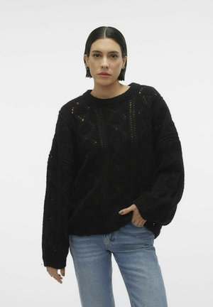 RUNDHALS VOLUMINÖSER ARMSCHNITT - Jumper - black