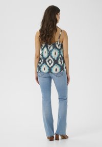 Cream Top - aqua tie dye