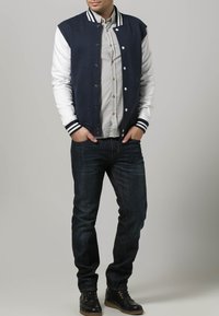Urban Classics 2 TONE COLLEGE  - Sudadera con cremallera - navy/white