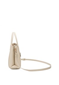 Borsa beige con un design strutturato, dotata di manici corti, una tracolla staccabile e una finitura liscia al tatto.