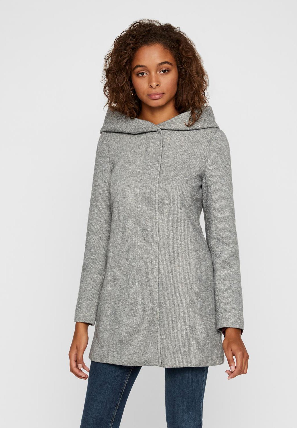 Moda Vmtwodope Mantel Vero Moda Grau Grey Wollmantel Vero Moda