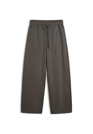 Mørkegrå vide bukser lavet af blødt stof med elastisk talje og snor. Har to sidelommer.
