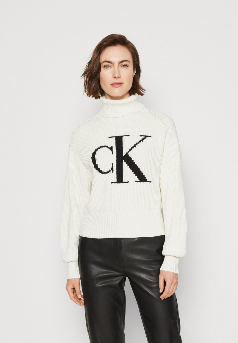 Calvin Klein Jeans BLOWN UP LOOSE SWEATER - Pullover - ivory