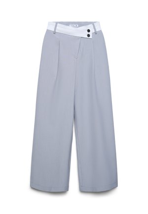 Terranova, WIDE LEG CON FASCIA IN VITA A CONTRASTO - Pantaloni - grigio chiaro melange