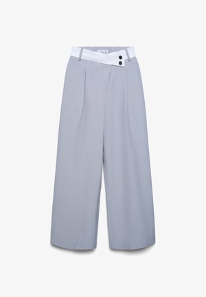 Terranova, WIDE LEG CON FASCIA IN VITA A CONTRASTO - Pantaloni - grigio chiaro melange