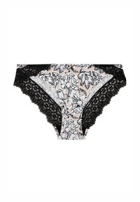 Culotte à motif floral avec bordure et détails en dentelle noire. Composée d'un mélange de tissus doux avec une surface lisse et une taille élastique.