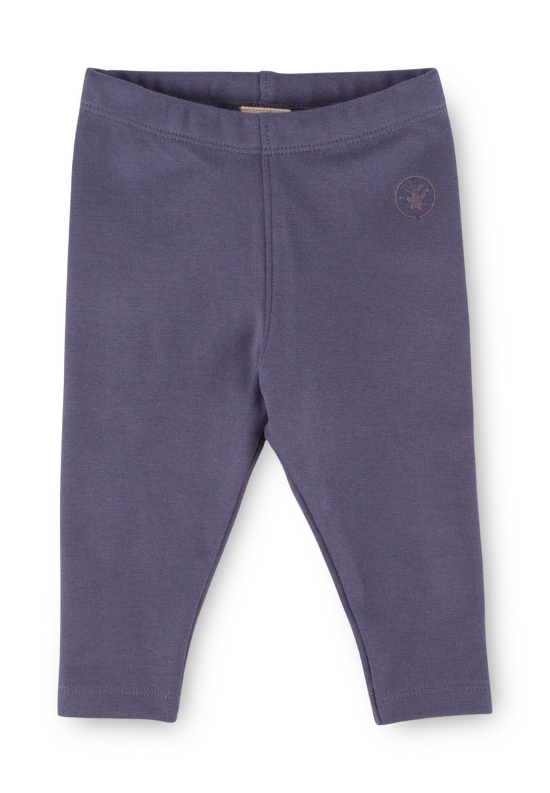 Baumwoll-Stretchleggings in einem dunklen lila Farbton mit glatter Textur. Mit einem Logo-Patch am Bund und einer figurbetonten Silhouette.