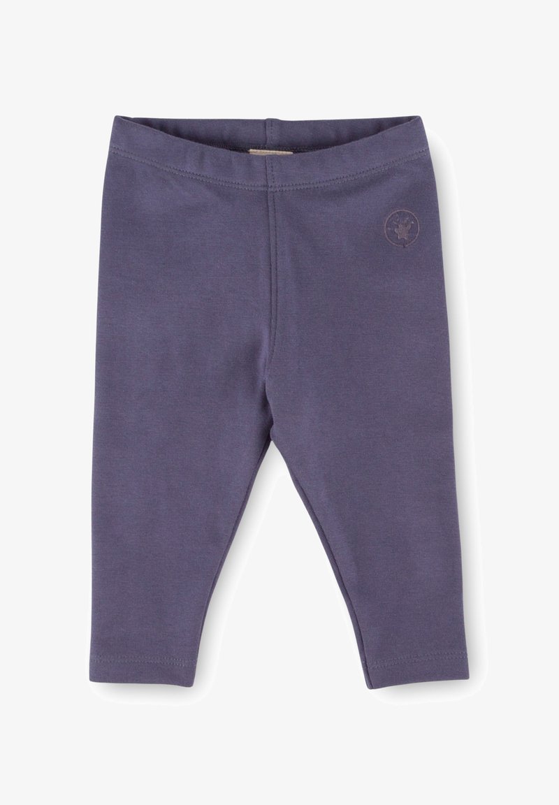 Baumwoll-Stretchleggings in einem dunklen lila Farbton mit glatter Textur. Mit einem Logo-Patch am Bund und einer figurbetonten Silhouette.