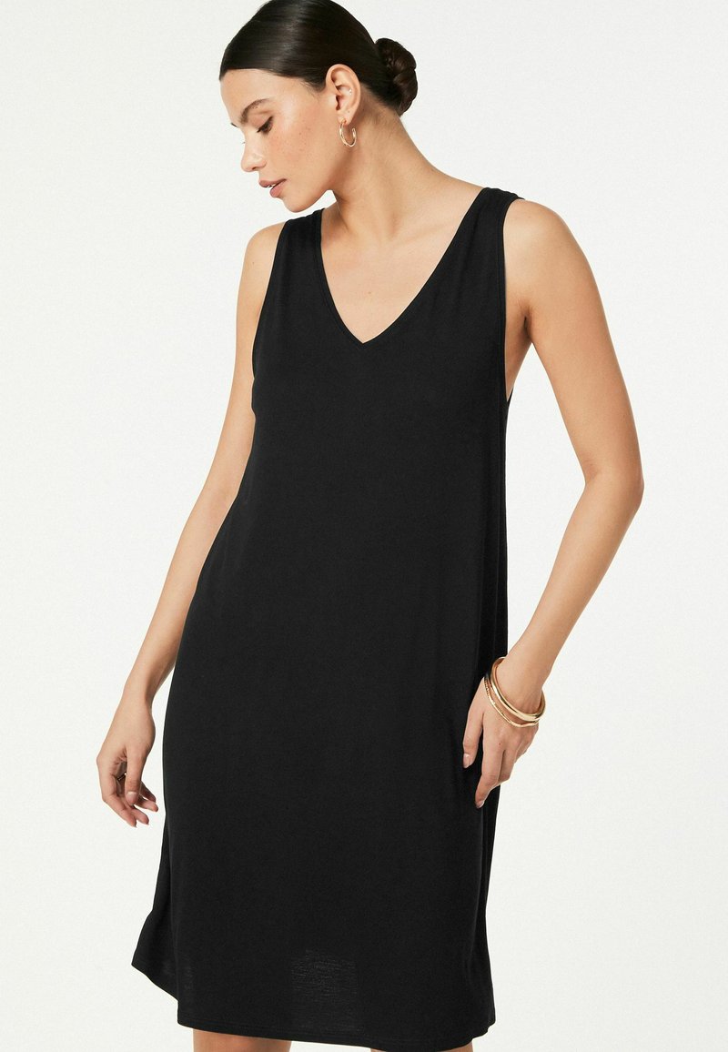 Next SLOUCH MIDI AND SLEEVELESS V-NECK REGULAR FIT - Rochie din jerseu - black