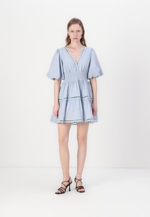 ELVIRA V NECK MINI DRESS - Vapaa-ajan mekko - dusty blue