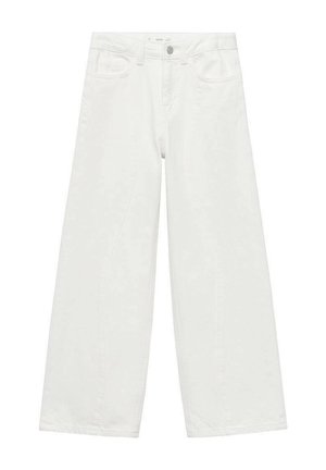 Vita vida jeans i bomullsdenim med en klassisk femficksdesign, framknäppning och sömlös midja.