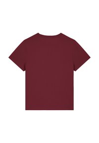Korte mouw t-shirt in bordeaux, gemaakt van zachte katoen, heeft een ronde halslijn en een effen achterkant zonder zichtbare merknaam of patronen.