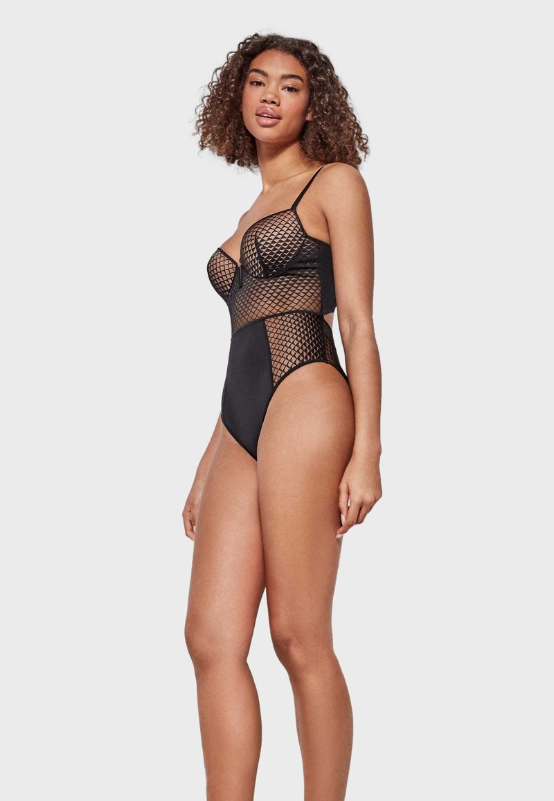 FYMNSI Body Da Donna Trasparente Senza Maniche Con Perizoma, Con Taglio Di Gamba Alto, Biancheria Intima Sexy, Biancheria Da Notte, #B: Grigio Chiaro, Taglia Unica - Foto 7