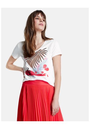 MIT FRONT-PRINT - Print T-shirt - offwhite gemustert