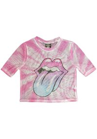 Paradiso Clothing THE ROLLING STONES  GRADIENT TONGUE MESH CROP - Print T-shirt - white