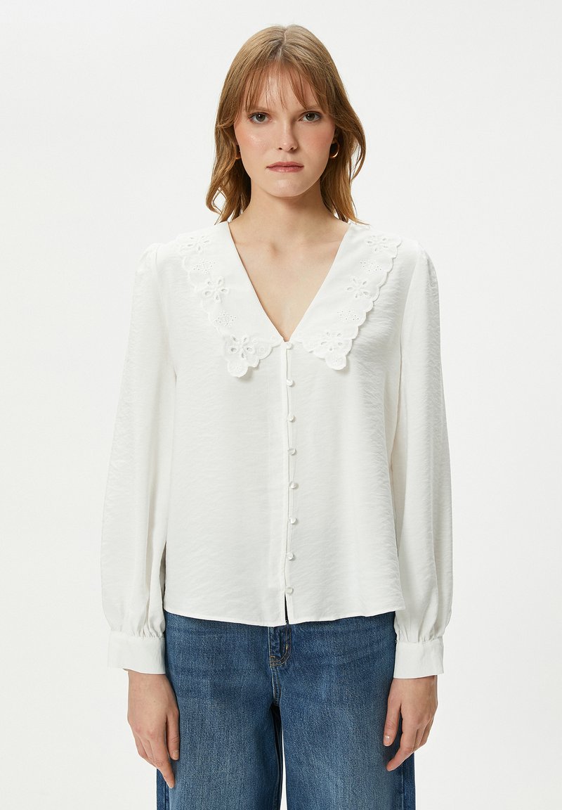 Koton BUTTONED PUFF SLEEVE - Paitapusero - off white