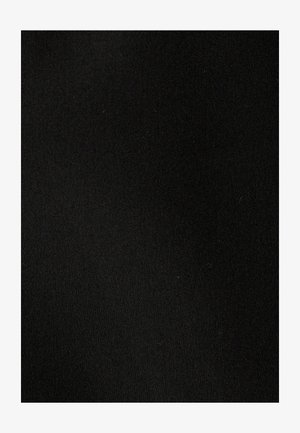 Zwarte stof met een gladde textuur, met een effen patroon. Het oppervlak lijkt gelijkmatig en licht glanzend onder licht.