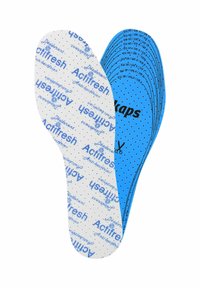 Vložky s modrou hornou vrstvou s perforáciami a bielou spodnou vrstvou potlačenou nápisom "Acifresh" modrým textom. Ľahký, ergonomický dizajn.